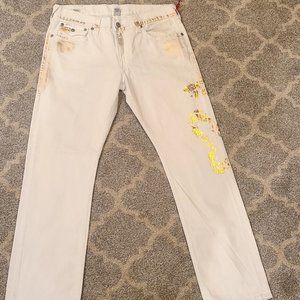NWT - TRUE RELIGION Men’s Ricky Core Optic Gold Relaxed Straight